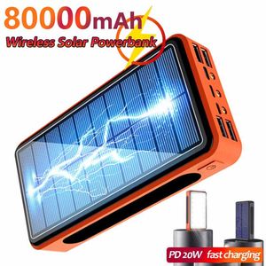 50000 mAh sans fil batterie externe Portable charge rapide solaire Powerbank 4 USB voyage batterie externe pour Iphone Xiaomi Samsung