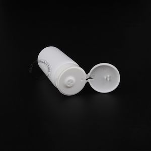 Botella de polvo de plástico de 80g para contenedores de polvo de limpieza de PE blanco, embalaje de 50 unids/lote