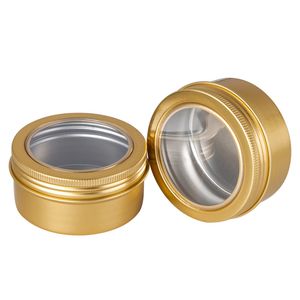 Boîtes de conserve en aluminium de 80 ml contenants vides bocaux en métal ronds à vis avec fenêtre transparente pour cosmétiques cuisine bureau bougies bonbons cadeaux arts artisanat 6,8 cm x 3,5 cm