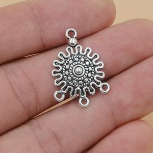 80 Uds. Sombrero de abalorios de aleación de estilo tibetano con conectores de 3 orificios para hacer joyas, collares, pulseras, pendientes, F-112