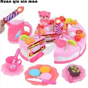 80Pcs Pretend Play Cutting Birthday Cake Kitchen Educational Tools Toy Food Toy Kitchen For Children Play Food Tea Set LJ201009