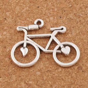 Colgantes de dijes de bicicleta de corazón abierto 100 unids/lote 30,6x23,3mm joyería de moda de plata antigua DIY ajuste pulseras collar pendientes L264