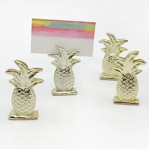 Porte-cartes en forme d'ananas doré, 80 pièces, cadeaux de mariage, thème Tropical, décoratifs pour fête d'été, porte-Photo avec nom