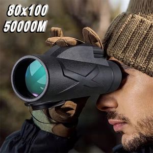 80x100 Zoom 50000M HD Bak4 Jumelles puissantes portables Longue portée Télescope professionnel Monoculaire Spyglass Rainproof Hunting 220712