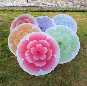 82 cm de diámetro colorido jazmín flor danza rendimiento flor paraguas tela china hecho a mano sombrilla regalo SN4348