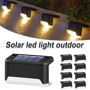 84PCS LED Solar Stair Lamp Outdoor Fence Light Garden Lights Pathway Yard Patio Steps Lamps Solar Night Light IP55 Waterproof 220531