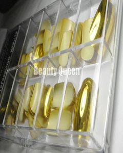 84TipsBox 12 tamaños Nail Art dorado metálico cubierta completa puntas de uñas postizas espejo acrílico francés Metal afecta uñas brillantes 3198219