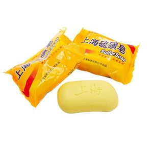 85g Shanghai Sulphur Soap 4 Condiciones de la piel Acné Psoriasis Seborrea Eczema Anti Hongos Perfume Mantequilla Baño de burbujas Jabones saludables ZA1723