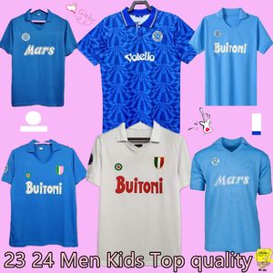 86 87 90 91 1991 1993 1994 Camisetas retro de Nápoles Camisetas de fútbol para hombre MARADONA ZOLA Local Azul Visitante Blanco Tercero Rojo Fútbol Camiseta de fútbol vintage de manga corta larga Napolis