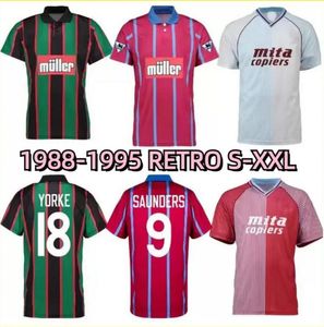 88 93 95 Jersey de fútbol retro Villa 1988 1993 1995 Aston McGrath Houghton Richardson Man Classic Vintage Football Shirt Saunders Yorke Ehiogu S-2xl