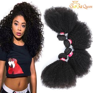 9A Brazilian Afro Kinky Curly Hair Bundles Mink Brazilian Curly Virgin Extensiones de cabello humano Afro Kinky Curly Weaves Gaga Queen Hair