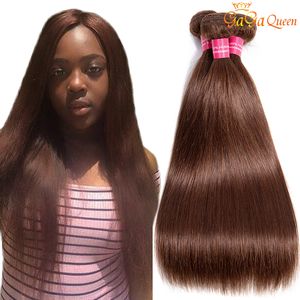Brésilien Vierge Cheveux Raides # 2 # 4 Couleur 100% Remy Cheveux Raides Brun Clair Bundles De Tissage De Cheveux Humains