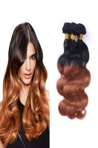 8A Grado Brasileño Virginal Ondulado Cabello Coloreado Ombre 1B30 Onda Del Cuerpo 3 Paquetes Productos Baratos para el Cabello Humano 100gpcs Remy Weave Extensio8397850