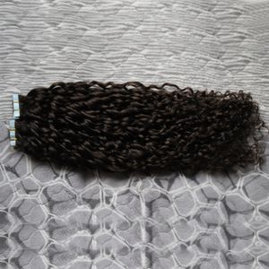 Extensions de cheveux brésiliens vierges non transformés Extensions de cheveux de bande de trame de peau naturelle Kinky Curly 100g Extensions de cheveux de bande 40 pièces