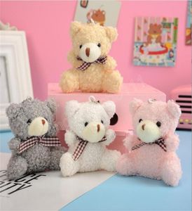 8 Cm pequeño oso sentado juguetes de peluche bebé lindo vestido llave colgante muñecos colgantes regalos cumpleaños fiesta de boda Decor3934781