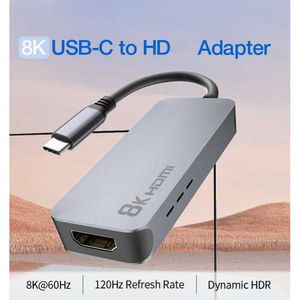Adaptateur USB-C vers adaptateur 8K, taux de rafraîchissement 0103 120Hz, Station d'accueil USB 4K, Hub C avec emplacement pour lecteur SD TF 3.0 PD