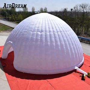 8 mD (26 pieds) avec ventilateur en gros vente chaude grande tente igloo gonflable, maison de dôme de fête blanche, tente yourte avec lumière LED pour les fêtes ou événements en plein air