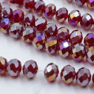 Perles rondelles en cristal de couleur AB, 8mm, 4mm, verre en vrac, 145 pièces/lot, entretoise en pierre naturelle, 48 perles à facettes, matériaux de bijoux tchèques