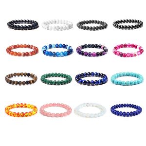 8MM Fashion Strands Beads Bracelet Luxury Natural Stone Healing Crystal Stretch Women Men Handmade Precious Gemstone Round Bracelets Jewelry