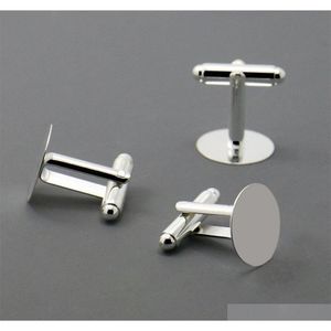 Configuración de gemelos de estilo francés de 8Mm, bandeja de almohadilla redonda en blanco, Base de cabujón, bases de gemelos con configuración redonda para hombres, joyería Diy