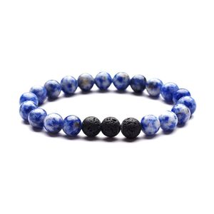 Pulseras con dijes de hebras de cuentas hechas a mano con piedra Natural de 8mm para hombres y mujeres, brazalete elástico, joyería de decoración para fiestas y clubes