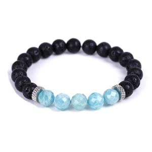 Pulsera de hilo de piedra natural de 8 mm Reiki Healing Energy Black Lava Amazonite Rubíes Zoisite Lapis Pulseras de cuentas de cristal de cuarzo