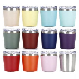 Vaso de leche de 8 oz Vaso de taza para niños de acero inoxidable con tapas mini aislado para tazas de vaso de leche batido