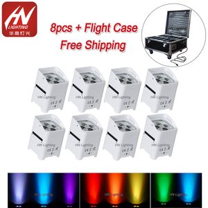 8pcs freedom S4 par 4x18w wireless battery Dmx rgbwa uv 6in1 lights led flat par50 DJ uplighting wedding with wifi remote control