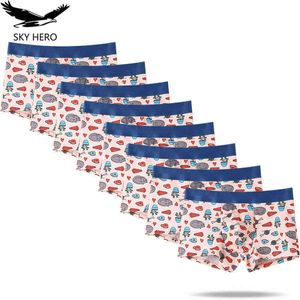 Lot de 8 boxers en coton pour hommes, culottes de grandes tailles, sous-vêtements sexy, sous-vêtements masculins, shorts chauds à la mode, troncs thermiques H1214