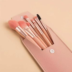 8pcs Pink Makeup Brushes Set Vegan Vegan Everwas Eyelash Powch Synthetic Hair Foundation Brush Making Tools for Women