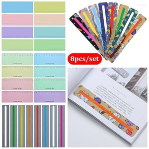 8 pièces/ensemble créatif coloré PVC matériel Guide de lecture bandes signet surligneur effet Transparent pour enfants cadeaux