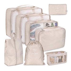 8 pièces/ensemble grande capacité Lage sacs de rangement pour emballage Cube vêtements sous-vêtements cosmétique voyage organisateur sac trousse de toilette 220125