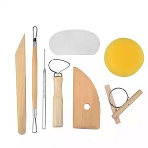 8 pièces/ensemble Kit d'outils de poterie de bricolage réutilisable travail manuel à domicile Sculpture en argile céramique moulage outils de dessin C1201