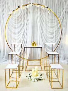 8 Uds boda cumpleaños decoración escenario gran círculo flor ornamento arco zócalo mesa soporte caramelo comida pastel bebida Cupcake galleta titular