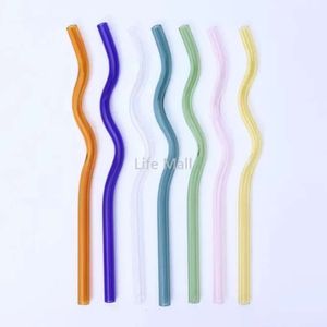 Pailles à boire en verre borosilicate écologique, livraison rapide et réutilisable, résistance aux hautes températures, couleur claire, courbée, droite, queue de lait, DD, 8x200mm