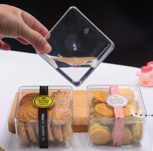 9.5*9.5*6.5 cm en plastique de qualité alimentaire PS clair gâteau bricolage biscuits boîte Biscuit emballage boîte à bonbons conteneur LLF12977