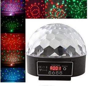 Boule magique en cristal LED à commande vocale, 9 couleurs, changement de lumière, effets Laser, éclairage de scène, lumières Disco pour DJ Bar, fournitures de fête