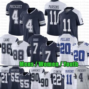 11 Micah Parsons Ceedee Lamb Football Jersey Dak Prescott Trevon Diggs DeMarcus Lawrence Leighton Vander Esch Tony Pollard Emmitt Smith Menores Mujeres Jóvenes