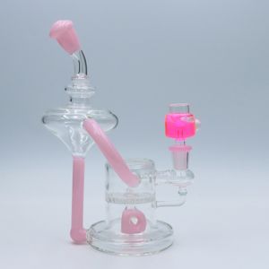 9 pouces 14mm rose slime miel peigne verre bong pipe à eau fumer pipe narguilé avec bol d'huile rose