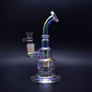 Bong de vidrio con diseño de pastel de 9 pulgadas, tubería de agua de vidrio teñido de color metálico, plataformas DAB, nuevo reciclador de regalo a la venta