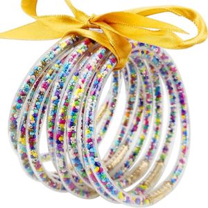 Ensemble de rubans en Silicone à 9 couches, Bracelet de perles de riz de couleur unique avec nœud pour femmes, 2023