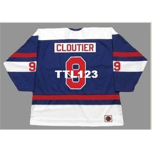 #9 REAL CLOUTIER Quebec Nordiques 1974 WHA Home Hockey Jersey Stitch n'importe quel numéro de nom