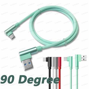 Cables Micro USB tipo C de ángulo recto de 90 grados, cable de cargador de carga rápida, cable Universal de 1m/3 pies para cable Android tipo C