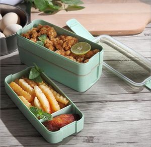 Boîte à Bento à 3 couches de 900ml, récipient alimentaire écologique pour déjeuner, matériau en paille de blé, vaisselle micro-ondable