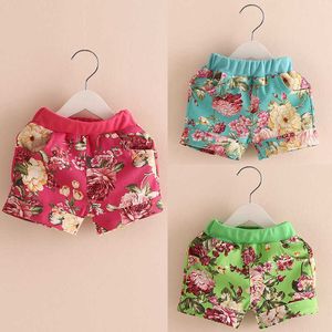 90cm petits enfants pantalons courts été fleur imprimé fleuri enfants casual 2 ans 18M 24M Shorts pour bébé filles 210529