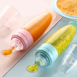 90ML Sûr Nouveau-Né Bébé Biberon Toddler Silicone Squeeze Alimentation Cuillère Bouteille De Lait Formation Feeder Complément Alimentaire Outils G1221