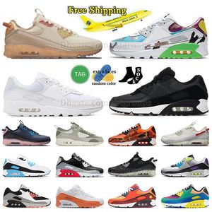 Livraison gratuite 90s Chaussures de course Men Femmes 90 Terrascape Triple Black Blanc Bacon Classic Batman Infrarouge Cool Grey Premium Obsidian Red Outdoor Trainer Sneaker 36-47