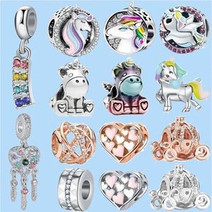 925 charm beads accesorios aptos pandora charms jewelry Charm Women Beads Regalo de joyería de alta calidad al por mayor Cute Rainbow Dream Catcher Crown Unicorn