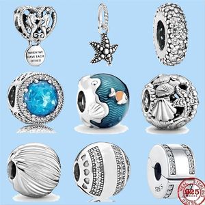 925 perles de charme accessoires fit bijoux à breloques pandora Vente en gros New Ocean Series Shell Starfish Glass Murano