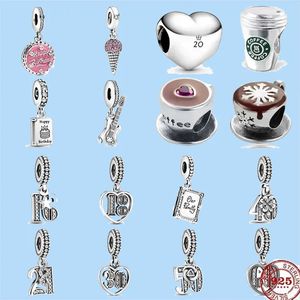 925 perles de charme accessoires fit pandora bijoux à breloques joyeux anniversaire fête café glacé livre de famille